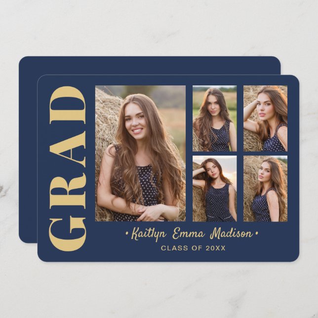 Anuncio Collage de 5 fotos estilo escritura moderna Marina (Anverso / Reverso)