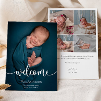 Anuncio Collage de Baby Photo Elegant Name Script Birth
