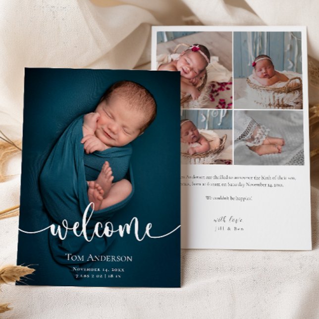 Anuncio Collage de Baby Photo Elegant Name Script Birth (Subido por el creador)
