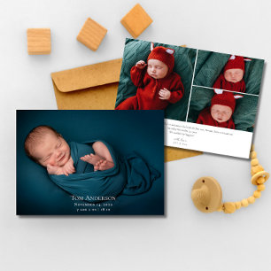 Anuncio Collage de Baby Photo Elegant Name Script Birth An