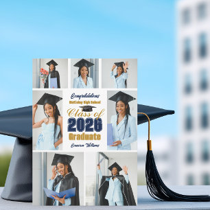 Anuncio Collage de Fotos de Graduación Navy Blue Gold 2026