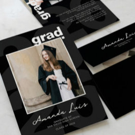 Anuncio Collage de Fotos de Graduación Negro Minimalista M