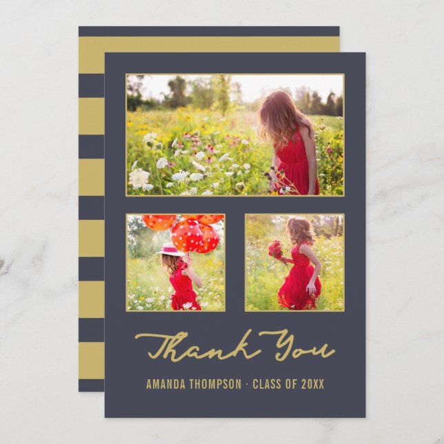 Anuncio Collage de fotos de graduados modernos gracias Ano (Anverso / Reverso)