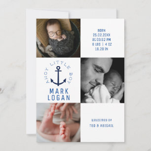 Anuncio Collage de Fotos de Niño Pequeño Ancla Azul Nacimi