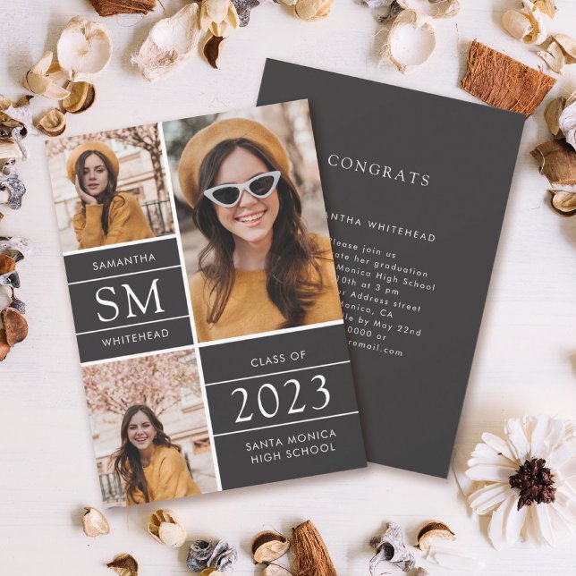 Anuncio Collage de fotos monograma moderno negro suave (Subido por el creador)