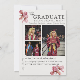 Anuncio Collage floral de fotos de graduación
