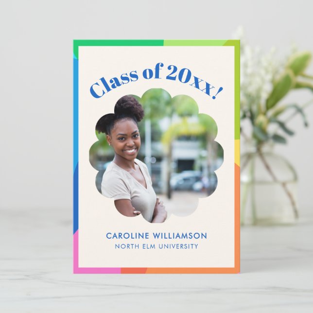 Anuncio Colorful Class 2026 Flower Frame Photo Graduation (Anverso de pie)