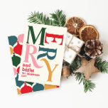 Anuncio Coloridas navidades alegres de época<br><div class="desc">Colorida tarjeta de navidad de tipografía gráfica vintage. Parte de una atrevida colección de vacaciones.</div>