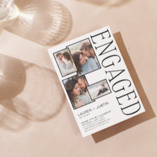 Anuncio Compromiso blanco negro moderno de 4 Collages de f