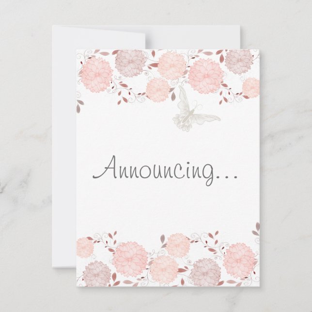 Anuncio Compromiso con mariposas y crisantemas de coral (Anverso)