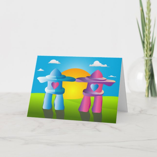 Anuncio Compromiso con Rocas de Amor / Aniversario / Tarje (Anverso)