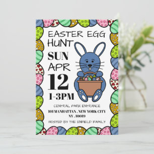 Anuncio Conejo de Pascua Azul, caza de huevos de Pascua