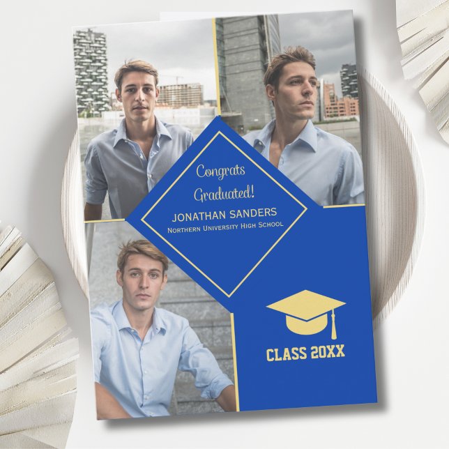 Anuncio Congrats Graduated Collage 3 Photos Blue (Subido por el creador)