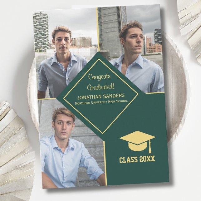 Anuncio Congrats Graduated Collage 3 Photos for Him Green (Subido por el creador)