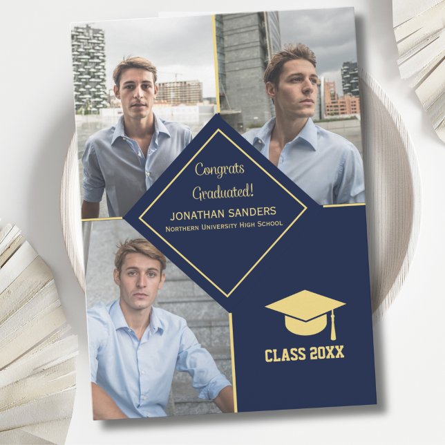 Anuncio Congrats Graduated Collage 3 Photos for Him Navy (Subido por el creador)
