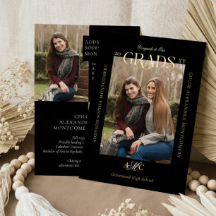 Anuncio conjunto de graduación doble para dos grad