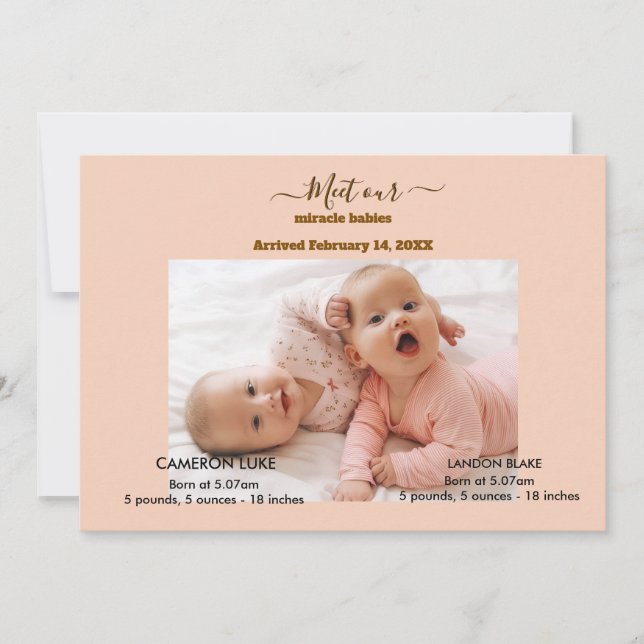 Anuncio Conoce a Nuestros Bebés Milagro Niños Gemelos (Anverso)