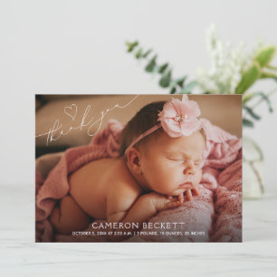 Anuncio Corazón Elegante Gracias Bebé Foto Nacimiento
