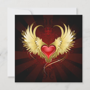 Anuncio Corazón Rojo con Alas Doradas