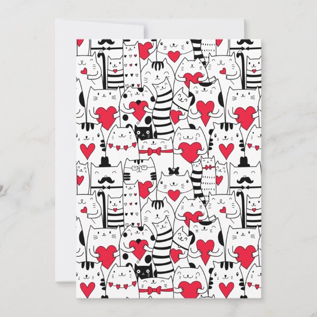 Anuncio Corazón rojo de gato blanco negro (Anverso)