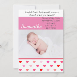 Anuncio Corazón rosa y rojo San Valentín foto nacimiento