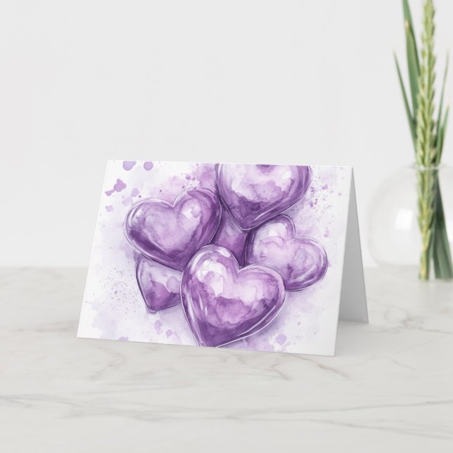 Anuncio Corazones morados acuarela arte digital (Anverso)
