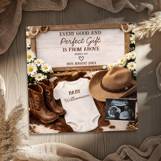 Anuncio Country Western Cowboy Boots Baby Reveal Pregnancy (Subido por el creador)