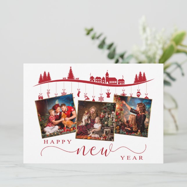 Anuncio Cozy Winter Photo Greeting for Families (Anverso de pie)