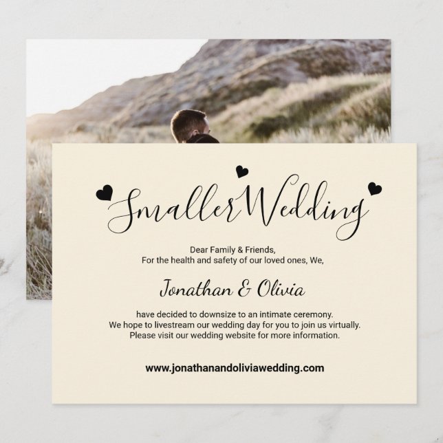 Anuncio Cream Ivory Pequeño Boda Foto Boda de tamaño reduc (Anverso / Reverso)