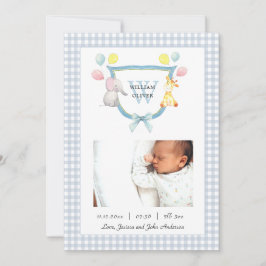 Anuncio Crest monogramado con animal de acuarela Nacimient