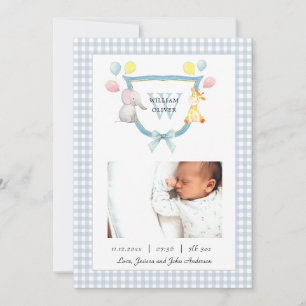 Anuncio Crest monogramado con animal de acuarela Nacimient