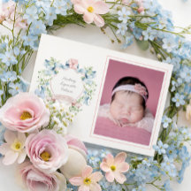 Crestón de cinta Grandmillennial azul y rosa para 