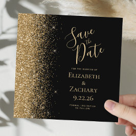 Anuncio Cuadrado Glitter Oro Negro Save the Date