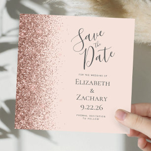 Anuncio Cuadrado Rubor Pink Rose Gold Save the Date