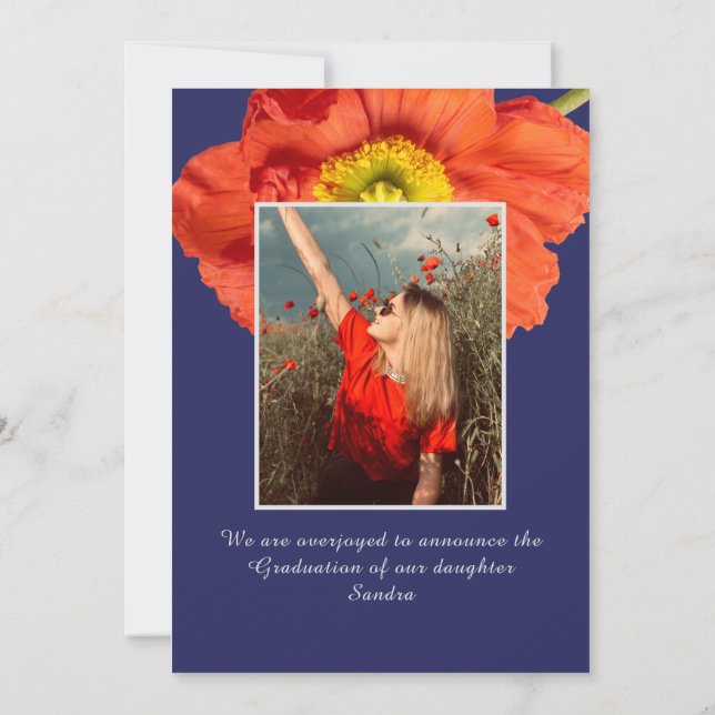 Anuncio Cuadro de flores de amapola roja moderno graduació (Reverso)