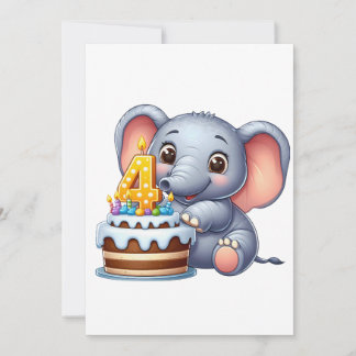 Anuncio Cumpleaños 4 de elefante lindo
