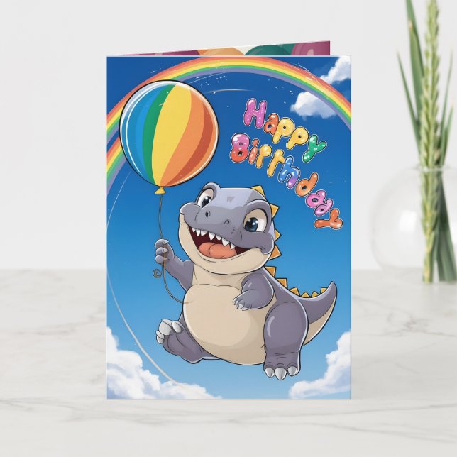 Anuncio Cumpleaños Personalizado de los Niños Dino Dinosau (Anverso)