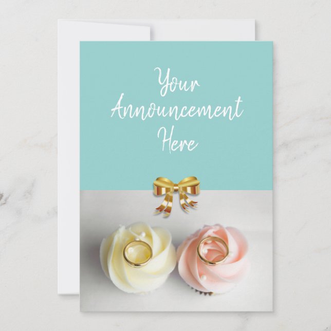 Anuncio Cupcakes de boda coronados con anillos de boda (Anverso)