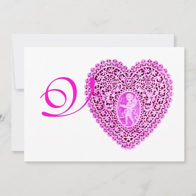Anuncio CUPID LACE HEART MONOGRAM, hielo de fucsia roja (Anverso)