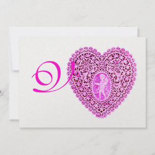 Anuncio CUPID LACE HEART MONOGRAM, hielo de fucsia roja