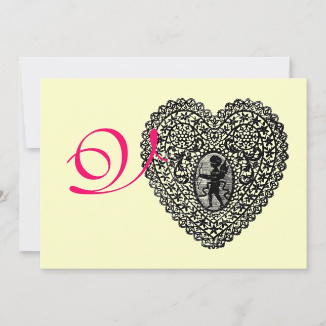 Anuncio CUPID LACE HEART MONOGRAM, oro de fucsia roja (Anverso)