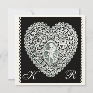 Anuncio CUPID LACE HEART MONOGRAM ,papel de fieltro