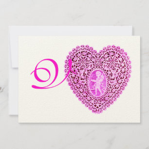 Anuncio CUPID LACE HEART MONOGRAM, papel de fieltro rojo