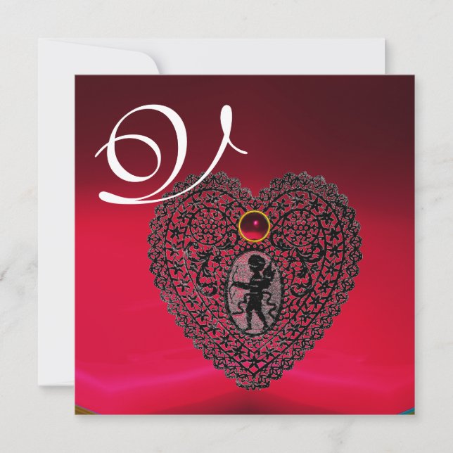 Anuncio CUPID LACE HEART MONOGRAM, rojo burdeos negro (Anverso)