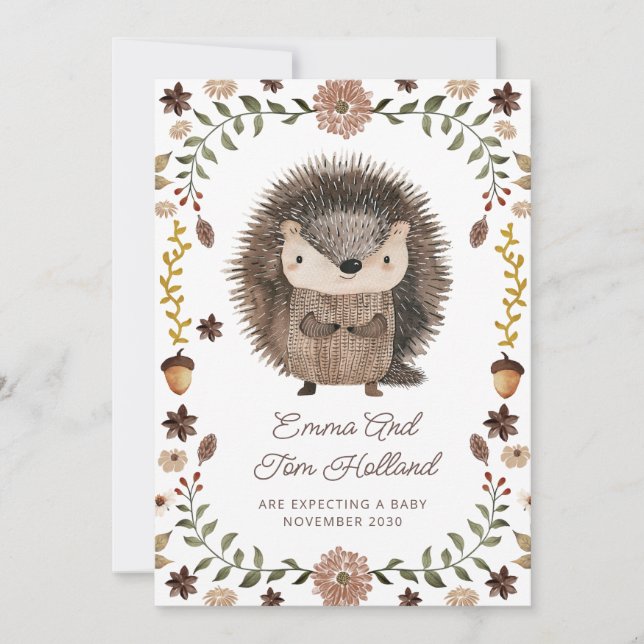 Anuncio Curva acuarela Cute Hedgehog Embarazo (Anverso)