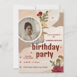 Anuncio Cute Aesthetic Birthday Invitation Card