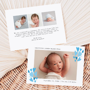 Anuncio Cute Blue Hearts Foto Nacimiento