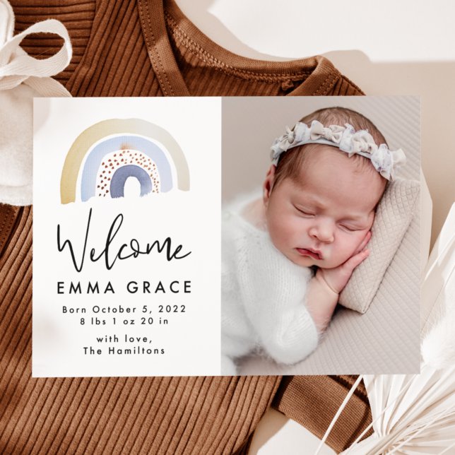 Anuncio Cute Blue Watercolor Rainbow Birth (Subido por el creador)