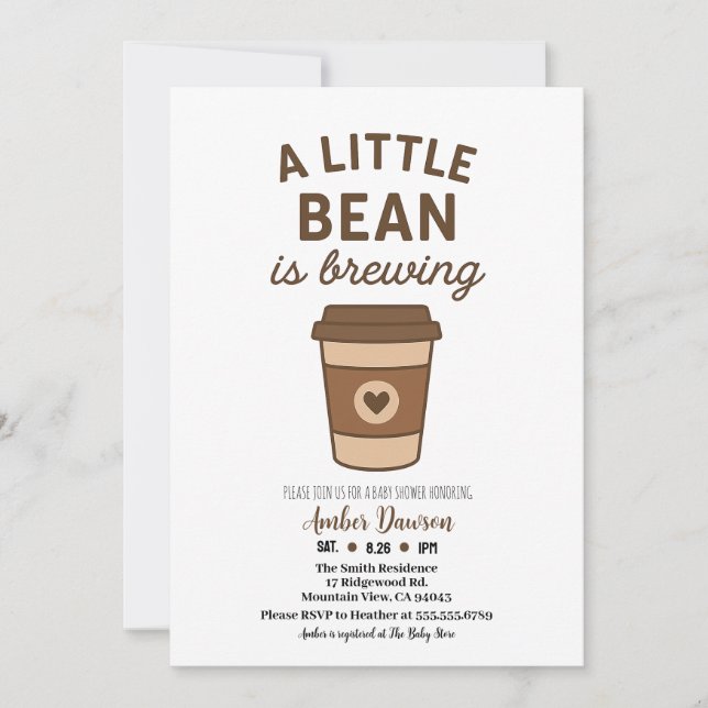 Anuncio Cute Brown & White Neutral Coffee Bean Baby Shower (Anverso)