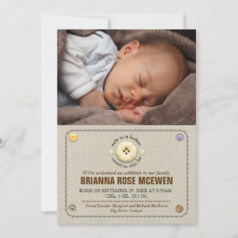 Anuncio Cute como un botón bebé foto nacimiento